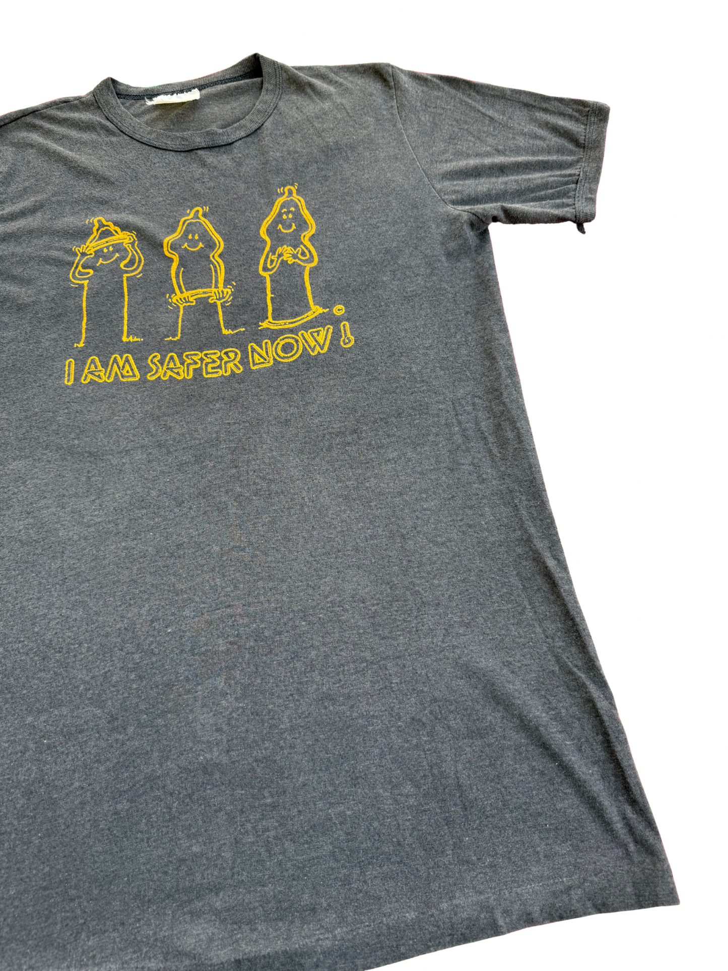 Vintage 1980s-90s “I Am Safer Now!” Safe-Sex Awareness Tee