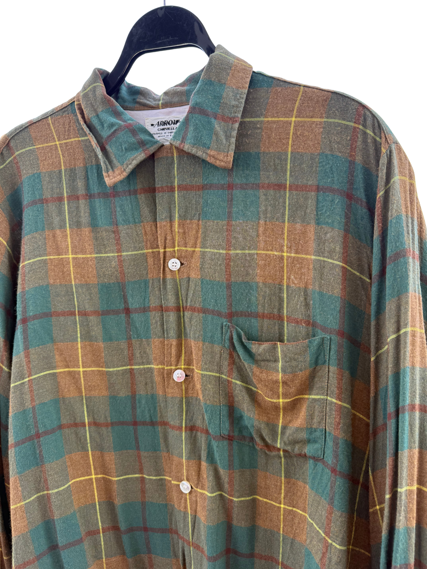 Vintage 1950s Arrow “Chevella” Rayon Plaid Shirt