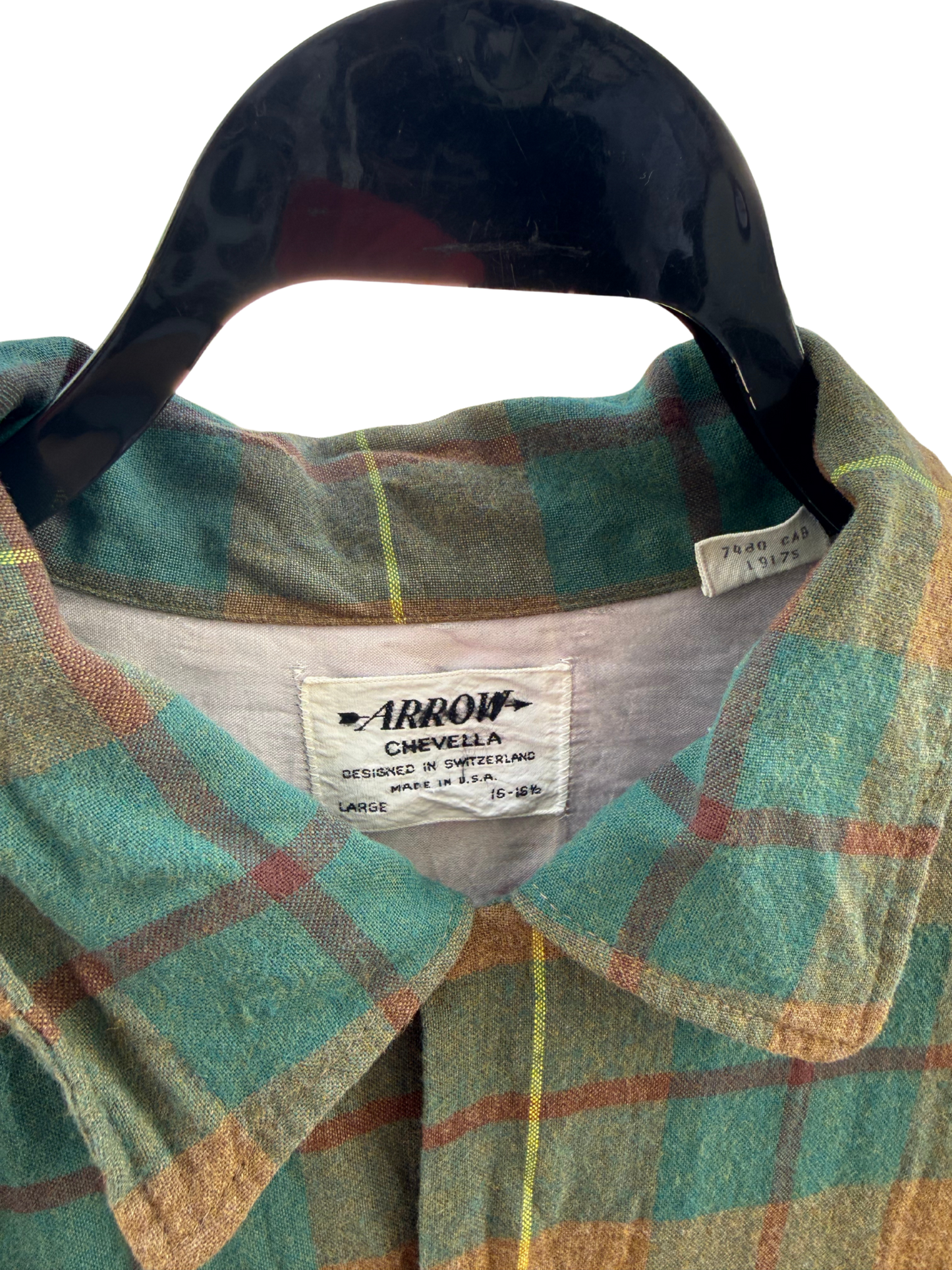 Vintage 1950s Arrow “Chevella” Rayon Plaid Shirt